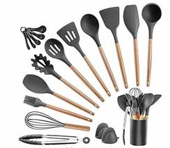 Cooking Utensils Silicone kitchen Set - Heat Resistant Kitchen Tools Woo... - $16.64+