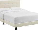 A Queen Bed Frame In Beige With A Headboard Made Of Tufted Fabric By Mod... - £176.87 GBP