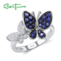 100% 925 Sterling Silver Ring For Women Shiny Blue White Cubic Zirconia Delicate - £23.00 GBP