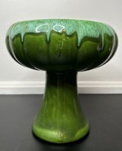 Vintage Green Glazed Art Pottery Pedestal Planter Mid Century - £35.49 GBP