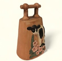 Vintage 3D COW In Floral Pasture Pottery 7” Bell Wind Chime Hand Painted - £23.29 GBP