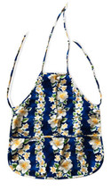 Vintage Made in Hawaii Apron Adult Blue Floral S/M Canvas Cloth Tropical... - £22.27 GBP