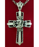 Maxi Sterling Silver Cross with Knight Pendant Men and Women. Heavy Rock... - $235.00
