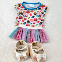 Build A Bear Outfit Pink Blue Cupcake Donut Top Tulle Skirt Sequin Shoes White - £13.26 GBP