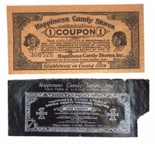 2 Happiness candy stores certificates 1900s United Profit Sharing Black ... - $12.00