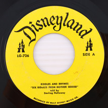 Sterling Holloway – Riddles And Rhymes - 1962 - 45 rpm 7&quot; Disneyland – LG-726 - $3.54