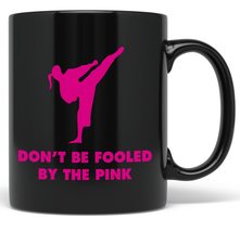PixiDoodle Pink Girl&#39;s Martial Arts Coffee Mug (11 oz, Black) - £20.38 GBP+