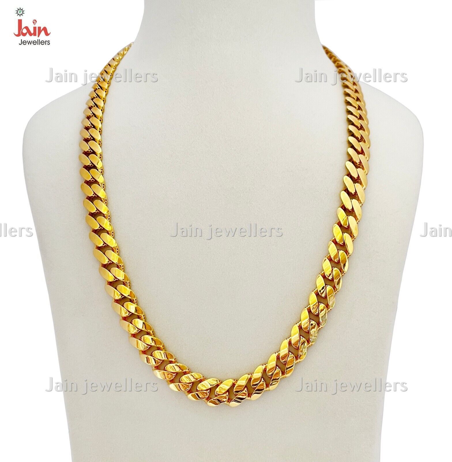 Primary image for 22 Kt Hallmark Real Gold Curb Cuban Necklace Men Chain 9.84 MM 22 inch 66.850 Gm