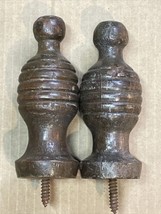 (2) Antique Vintage Wood Threaded Finials Toppers Architectural Salvaged Post￼ - £18.66 GBP