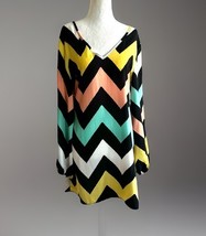 Love Culture Chevron Dress Back Zipper Long Sleeve Multicolor Size Small - $21.61 CAD