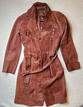 Vintage El Toro Bravo Jacket Men&#39;s 44 Brown Genuine Leather Button Belt 70s - $197.99