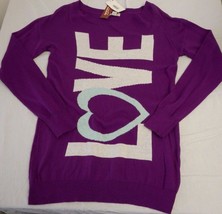 Women&#39;s Juniors Arizona Purple LOVE  Light Weight Sweater Size LARGE NEW - £13.47 GBP