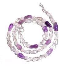 Natural Amethyst Crystal Monstone Gemstone Mix Smooth Beads Necklace 17&quot; UB-4229 - £7.79 GBP