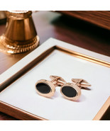 Onyx Oval CuffLinks-14K Rose Gold Cufflinks-Onyx Cufflinks-Tuxedo Studs - €1.033,70 EUR