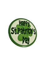 New Giant Large Jumbo &#39;Happy St Patrick&#39;s Day&#39; Green Metal Badge Fancy D... - £3.25 GBP