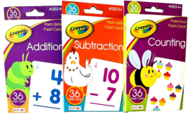 NEW Lot 3 CRAYOLA Math Addition, Subtraction &amp; Counting Flash Cards Ages 4 &amp; Up - £6.16 GBP