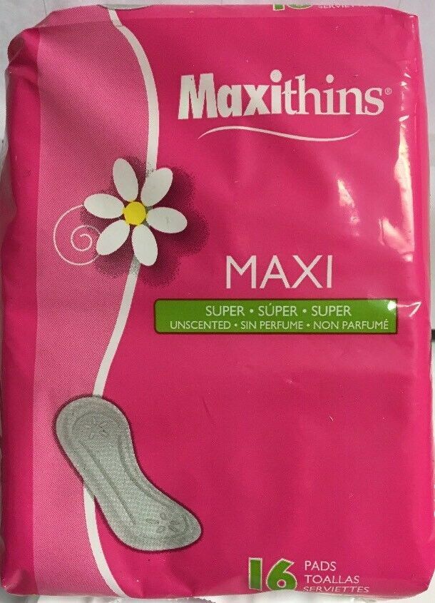 Maxithins Super Maxi Pads,16-ct BRAND NEW-SHIPS N 24 HOURS - $6.98