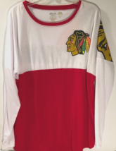 CHICAGO BLACKHAWKS Red White NHL Women&#39;s Long Sleeve Polyester Rayon T-S... - £7.87 GBP