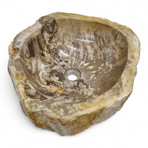 Wash Basin Fossilized Wood Natural Stone Set Washbowl Bathroom - £350.06 GBP