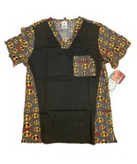 Disney Incredibles 2 Logo Scrub Top Adult Size XS Black Cotton/Spandex V... - $19.79