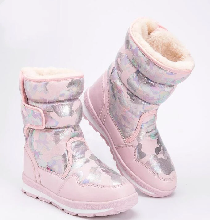 Kids Snow Boots Plush Warm Baby  Boots Girls Shoes Warm  Waterproof Antiskid Boy - £185.92 GBP