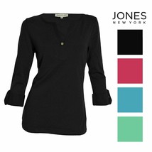 Jones New York Women&#39;s 3/4 Cuff Sleeve Henley Top Shirt Sz S M 2XL 3XL - £12.66 GBP