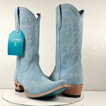 Lane LEXINGTON Powder Blue Cowboy Boots Ladies 11 Leather Western Wear Snip Toe - £171.10 GBP