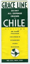 1938 Grace Line 38 Day All Expense Cruises to Chile Brochure Panama Cuba... - $44.50