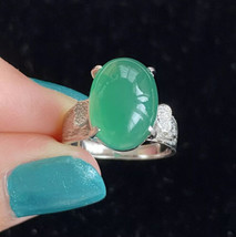 c1975 Vintage Simulated Jade Gemstone Silver Plated Ladies Ring Size 5.75 READ - £31.89 GBP