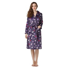 RH Women&#39;s Long Robe Purple Hearts Dressing Gown Bath Sleep Housecoat RHW2318 - £26.08 GBP