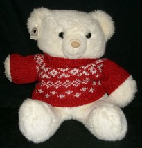 14&quot; Vintage 1986 White Teddy Bear Heartline Hallmark Stuffed Animal Toy Plush - £34.17 GBP