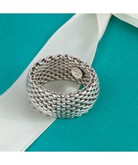 Size 7 Tiffany & Co Mens Unisex Silver Somerset Mesh Weave Flexible Dome Ring - $299.00