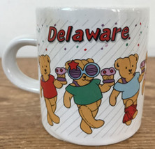 Vtg 80s Delaware Aerobic Teddy Bears Vaporware Souvenir Espresso Mug Sma... - £23.56 GBP