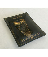 Vintage Pittsburgh top of the towers art glass pin tray smoked glass gol... - $19.75