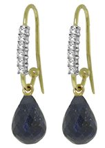 Galaxy Gold GG 14k Rose Gold Fish Hook Earrings with Diamonds and Sapphires - $11,335.62 MXN