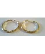 GOLD PLATED HOOP EARRINGS WITH RAISED NET BORDER - $12.30 CAD