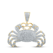10kt Yellow Gold Mens Round Diamond Crab Cancer Sign Charm Pendant 3-1/3 Cttw - £2,658.07 GBP