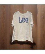 Lee Womens Graphic T-Shirt XL White w/ Blue Logo Short Sleeve - £7.30 GBP