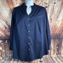 Foxcroft NON IRON STRETCH Size 22W Blue Top Button Blouse Dress Shirt Po... - £18.77 GBP