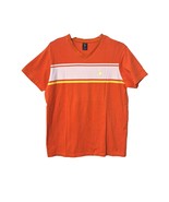 US Polo Assn Mens T-Shirt Orange Stripe L Cotton Yellow Pony Logo - $19.78 CAD