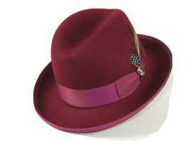 Men Bruno Capelo Dress Hat Australian Wool Homburg Godfather GF104 Burgundy - £55.50 GBP