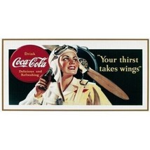 COCA-COLA &quot;Your Thirst Takes Wings&quot; BILLBOARD GLOSSY STICKER 3&quot;x1.5&quot; - £3.15 GBP
