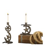 Western Star Candlestick Holders Set 2 Horseshoe Tapered Rustic Metal Co... - £31.14 GBP