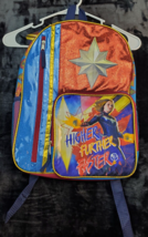 Captain Marvel Back Pack Bookbag Full One Size Multi Zip Pockets Comfort Straps - £19.06 GBP