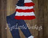 NEW Boutique Patriotic 4th of July Ruffle Tunic Dress Leggings Girls Out... - $5.99+