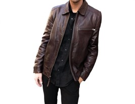 Mauritius berink collared leather jacket in Chestnut - size XL - $211.86