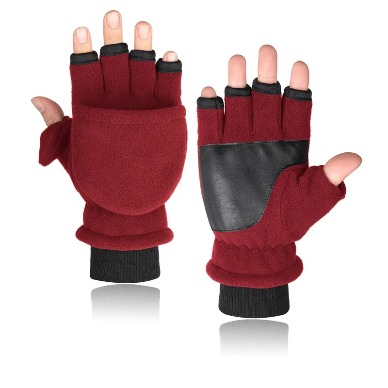 Winter warm Gloves Fingerless Convertible Thermal Mittens Gloves Windproof Polar - £71.66 GBP
