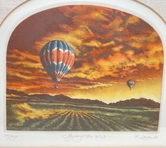 Kathleen Cantin Etching Spirit of the Wind 1980 Signed 31/250 Hot Air Balloon - £155.03 GBP