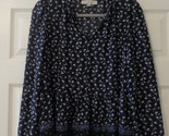 Ann Taylor Loft Blue Floral Tiered Blouse Size Small Floral Print Long S... - $26.88
