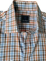 David Donahue Blue Checked 100% Cotton Dress Shirt Exc Cond Size 16.5-34/35 - £17.13 GBP